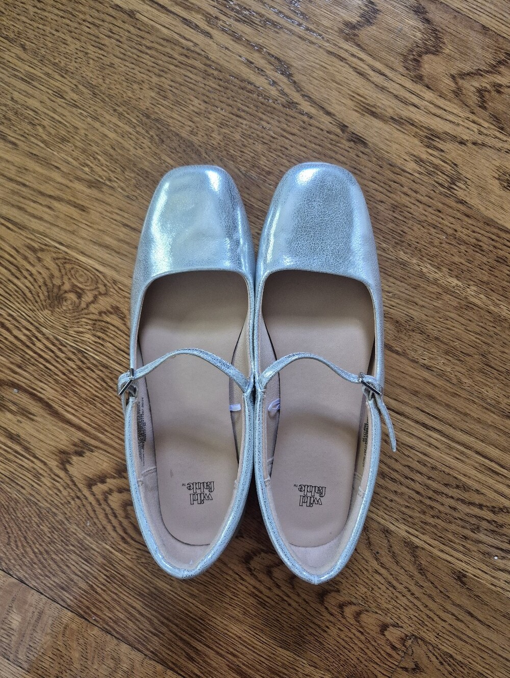 Metallic Silver Mary Jane Flats - Women's Sz 7.5